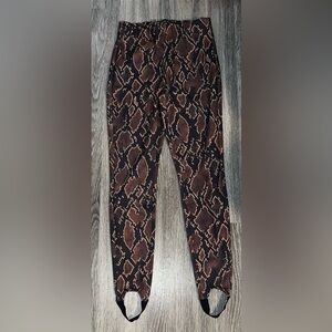 Vintage Boston Proper Black and Brown Snake Print Leggings with Stirrups